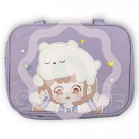 Термосумка "Девочка с мишкой", фиолетовая (28х20х20 см)