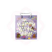 Пакет подарочный фиолетовый «Happy birthday» 14х15,5х7 см
