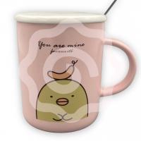 Кружка с крышкой и ложкой «Утка с сосиской», розовая, 350 мл