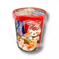 Рамен с фунчозой и острой перцовой пастой на говяжьей косточке с крабовыми палочками и шариками из сурими 143 г (Китай) 1/12