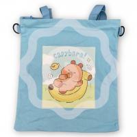 Сумка шоппер "Capybara on a banana", голубая (35х35 см)
