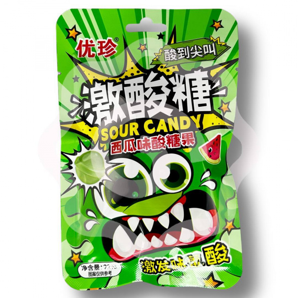 Карамель YOUZHEN "Sour candy Monster" со вкусом арбуза кислая 22 г