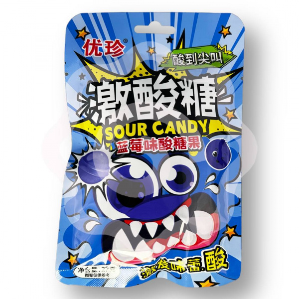 Конфеты YOUZHEN "Sour candy Monster" кислые  со вкусом черники 22 г