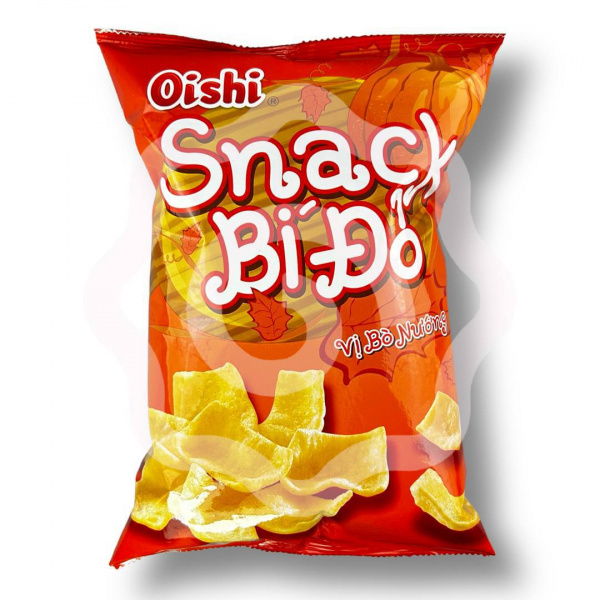Чипсы «Oishi» тыквенные со вкусом говядины на гриле 68 г (Вьетнам) 1/12