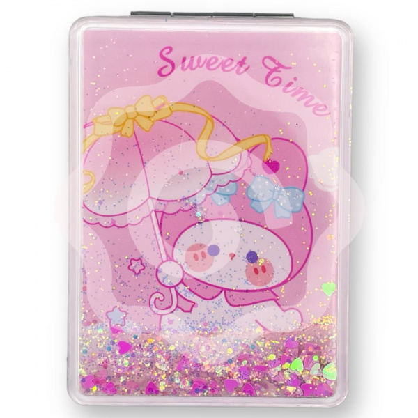 Зеркало шейкер раскладное «Sweet time» розовый 8х6 см